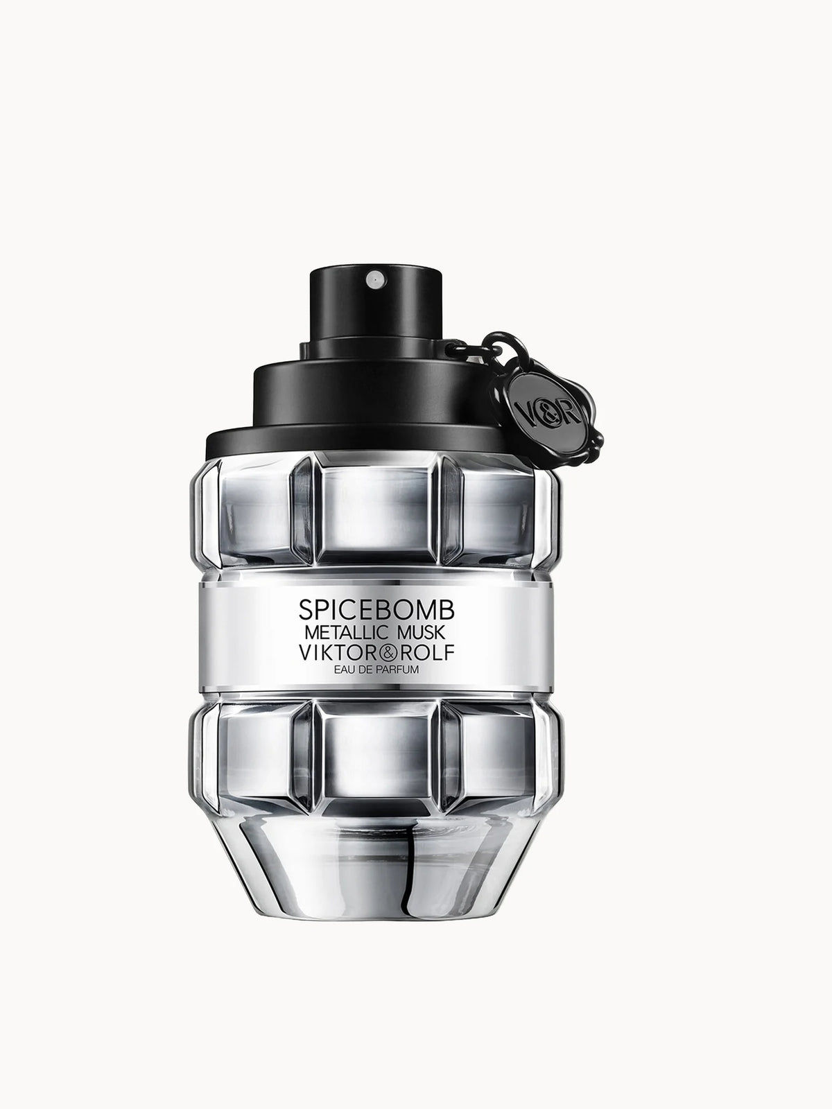 Viktor & Rolf Spicebomb Metallic Musk Eau de Parfum 50ml, grenade-shaped glass bottle with metallic finish