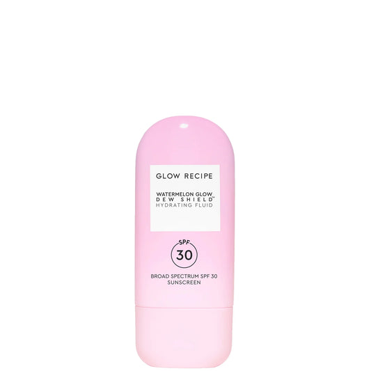 Dewy sunscreen bottle with SPF30 protection infused with hydrating ingredients for glowing, non-greasy skin