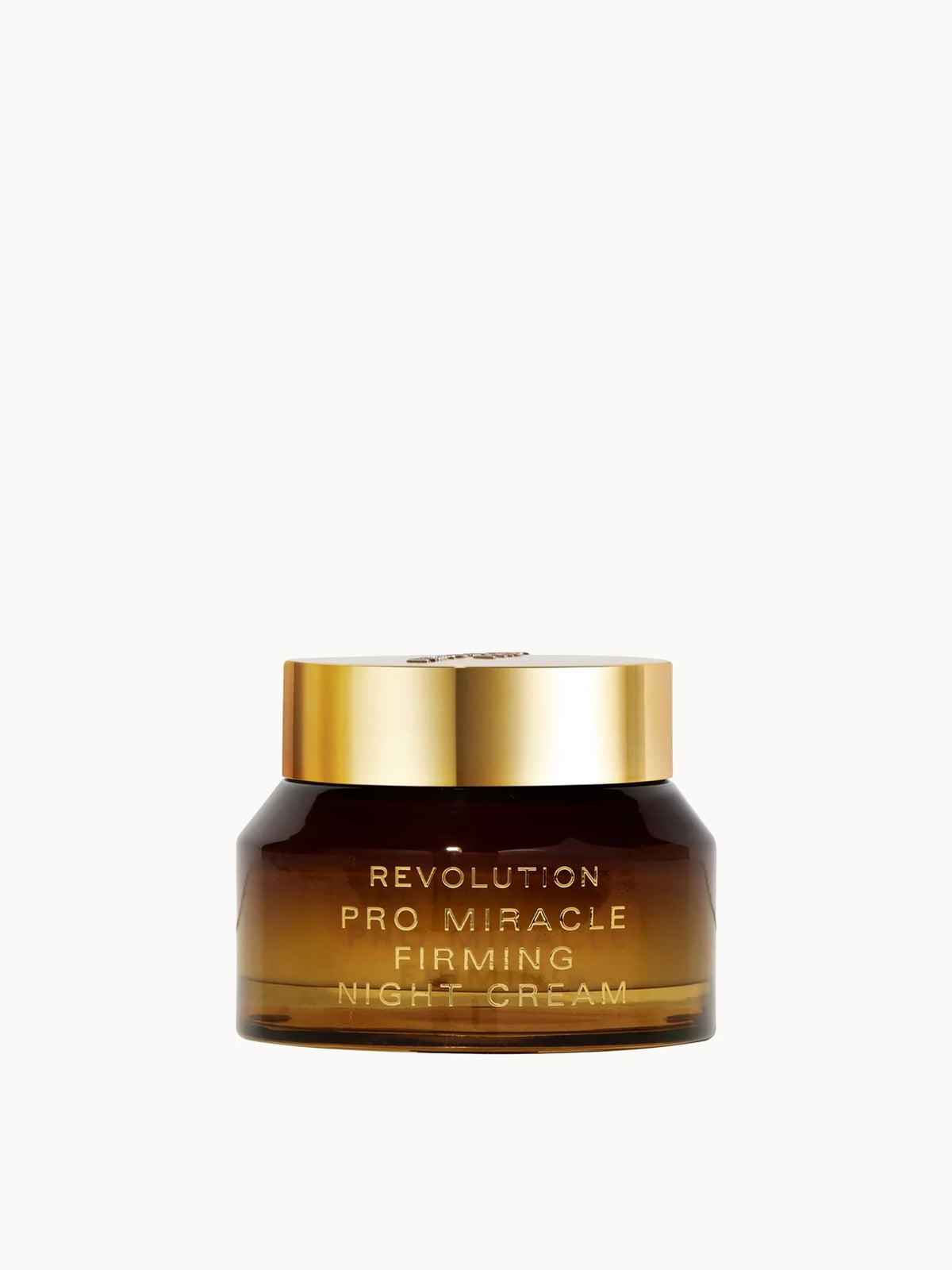 Revolution Pro Miracle Vegan Collagen Night Cream 50ml, clear jar with pink lid and Revolution Pro branding