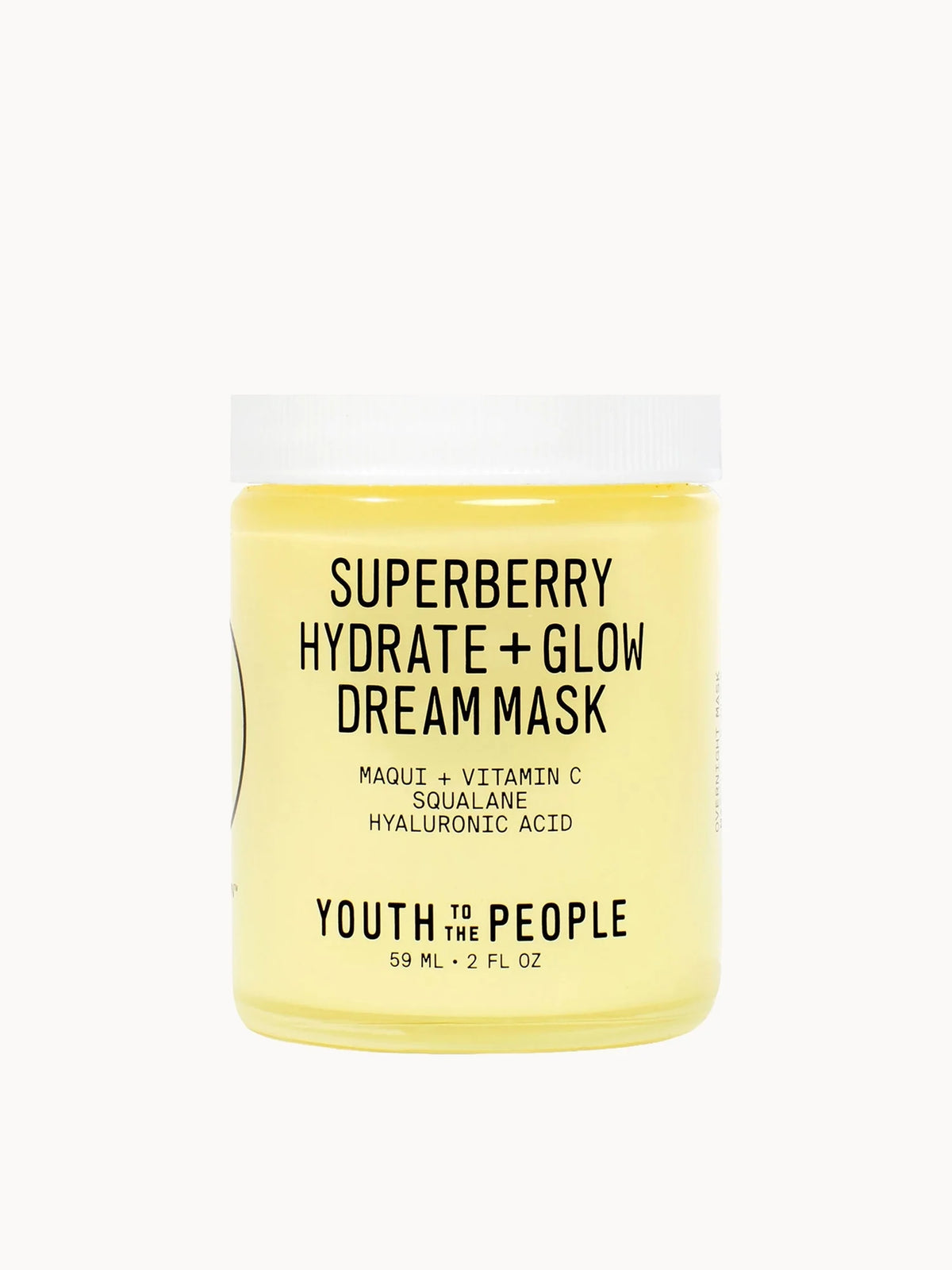 Youth To The People Superberry Hydrate and Glow Dream Mask 59ml, frosted glass jar with black lid and bold black-and-white Youth To The People label