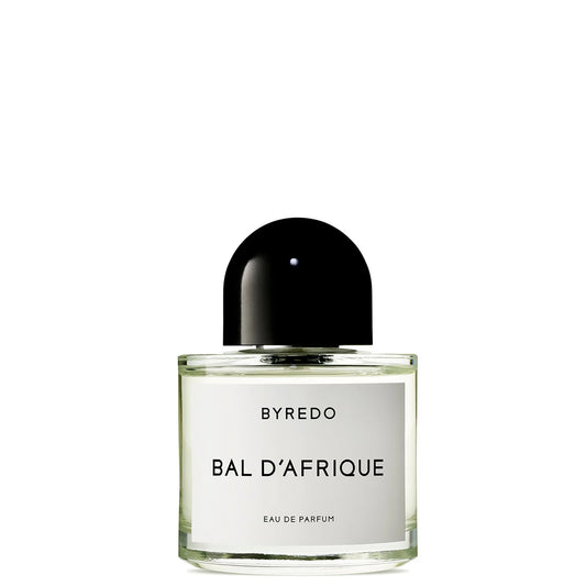 Byredo Bal D'Afrique Eau de Parfum Spray 100ml, clear glass bottle with black cap and Byredo minimalist black-and-white label