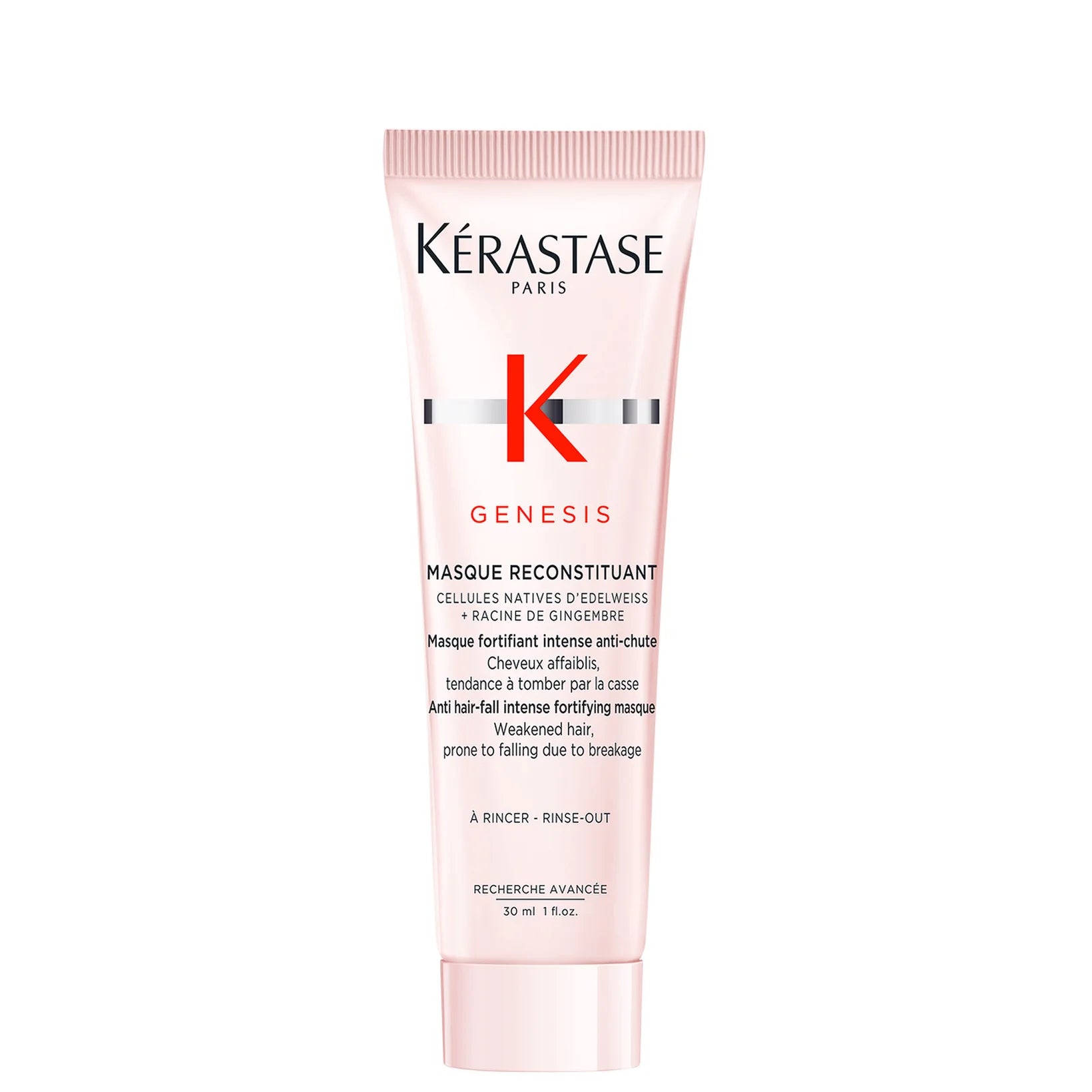 Kérastase Genesis Masque 30ml – Travel-size hair mask tub for deep nourishment and silky strength.