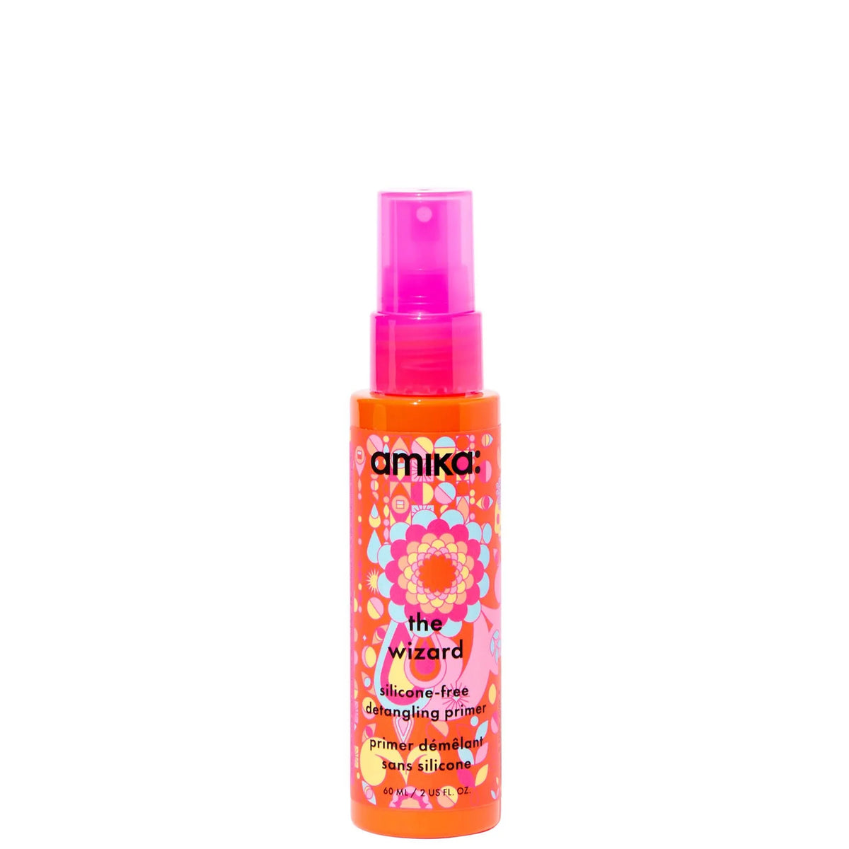 Amika The Wizard Silicone Free Detangling Primer 60ml, mini spray bottle with branded label