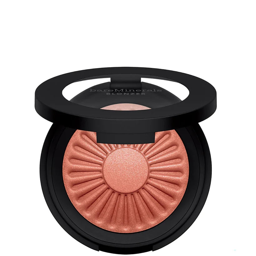 bareMinerals GEN NUDE Blonzer Kiss of Copper round compact with clear lid showing bronzer blush shade