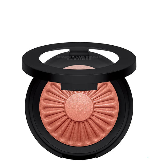 bareMinerals GEN NUDE Blonzer Kiss of Copper round compact with clear lid showing bronzer blush shade