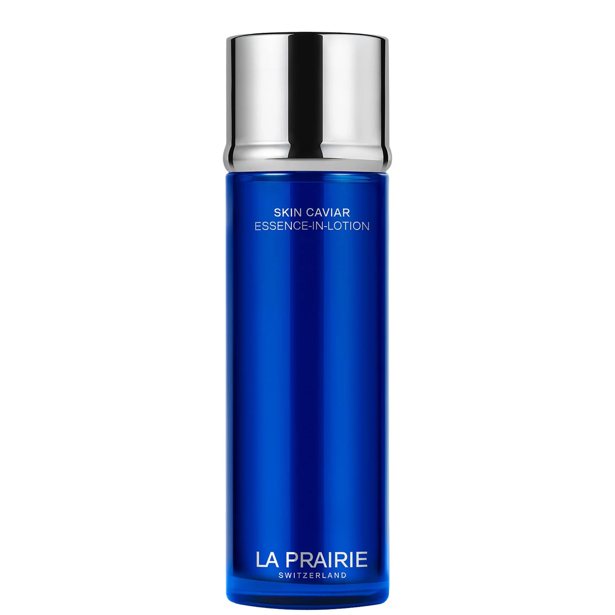 La Prairie Skin Caviar Essence-In-Lotion Hydrating Pre-Serum 150ml, black glass bottle with gold cap and La Prairie caviar-bead motif label
