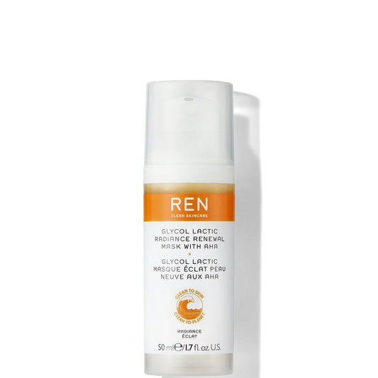 REN Clean Skincare Glycol Lactic Radiance Renewal Mask 50ml, radiance renewal mask with glycolic and lactic acids.