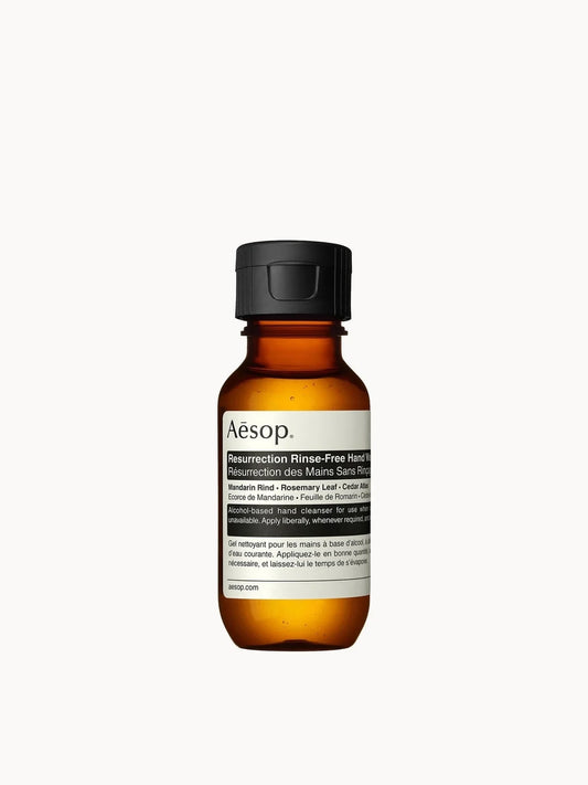 Aesop Resurrection Rinse - Free Hand Wash 50ml, small pocket-sized hand gel bottle with Aesop label