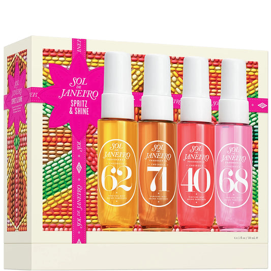 Sol de Janeiro Spritz & Shine set, four travel-size perfume mists