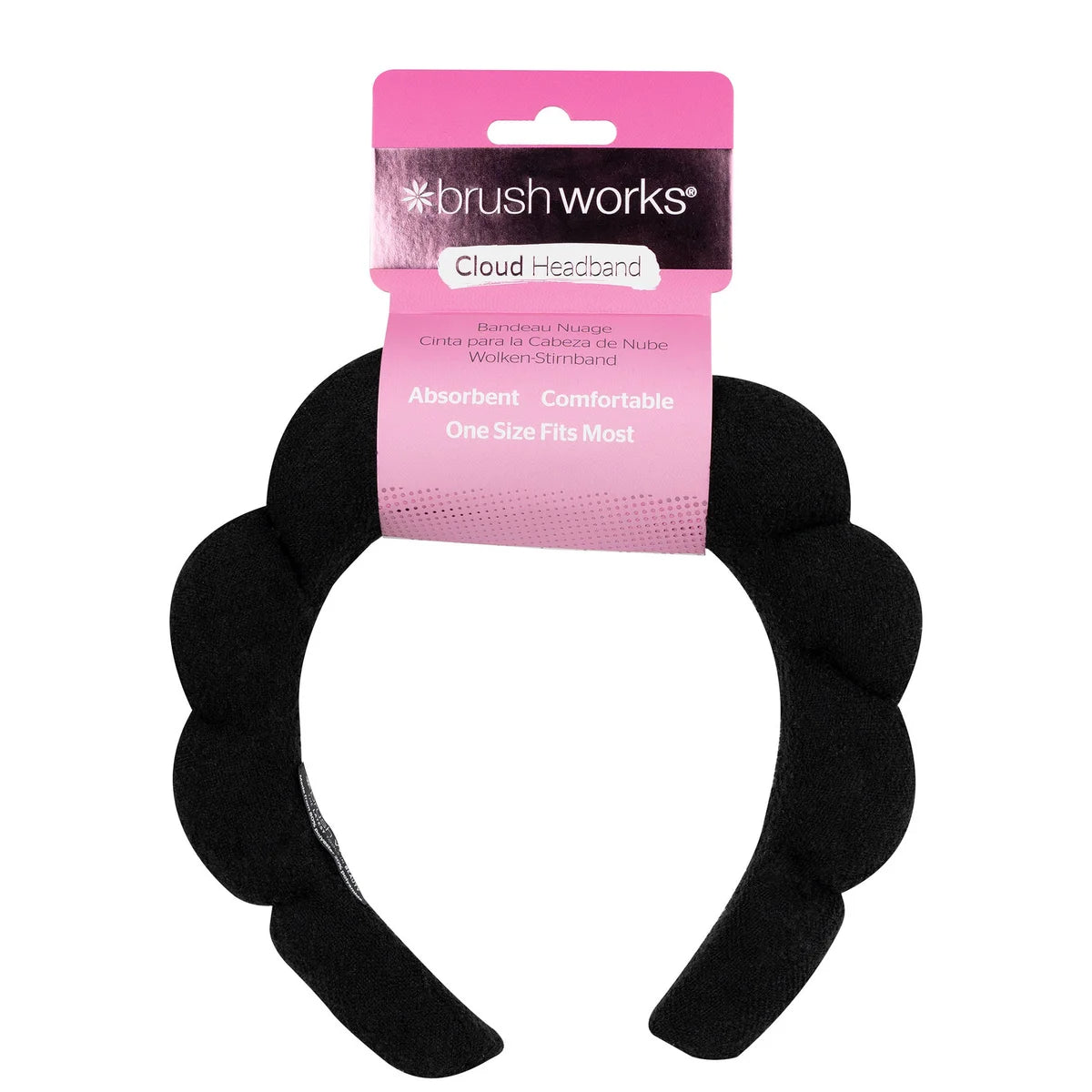 Soft black cloud headband for hair styling or skincare