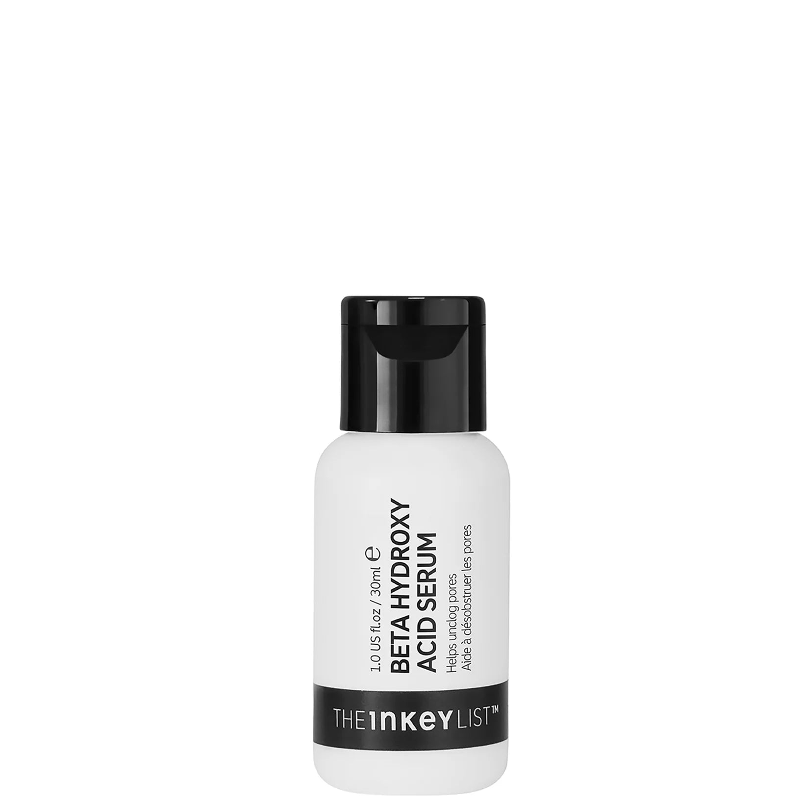 The INKEY List Beta Hydroxy Acid (BHA) Serum 30ml – exfoliating chemical serum for clear, smooth skin, in a minimalist white bottle with black flip-top cap