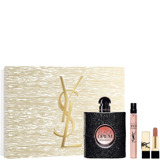 Yves Saint Laurent Black Opium Eau de Parfum 90ml Gift Set glittered fragrance bottle with branded gift box