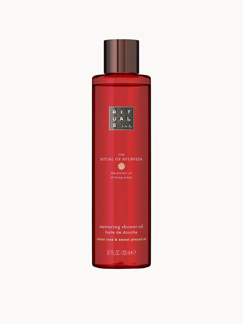 Rituals Ayurveda sweet almond and Indian rose shower oil 200ml bottle