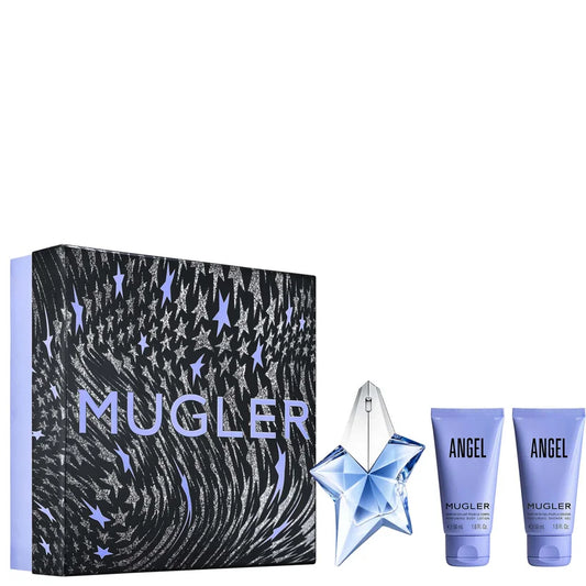Mugler Angel Eau de Parfum 25ml Gift Set star shaped blue perfume bottle with additional items presented in gift box