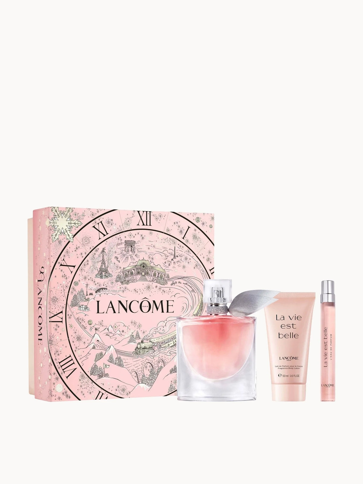 Lancôme La Vie Est Belle Eau de Parfum 50ml Gift Set (Worth £119), festive gift box with Parisian clock-face design