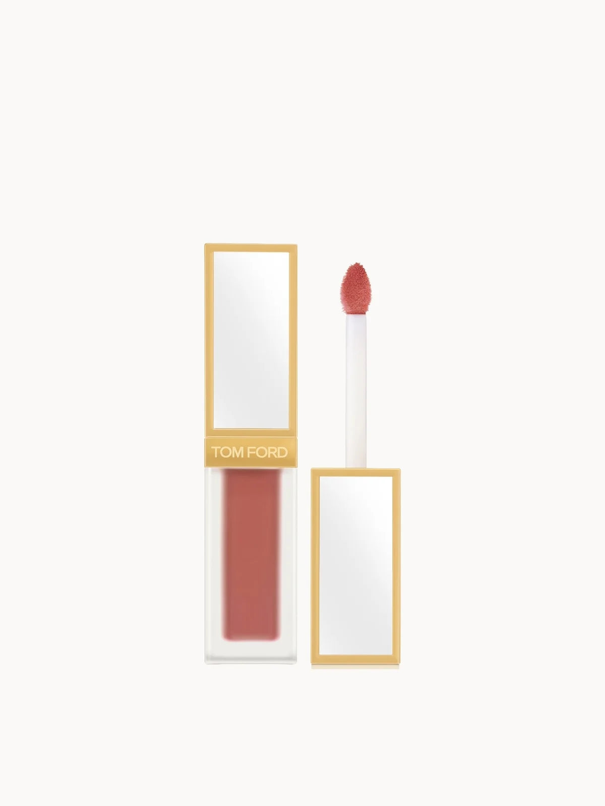 TOM FORD Soleil Sunkissed Blush - 02 Bicoastal, frosted white and gold bottle of liquid blush with applicator