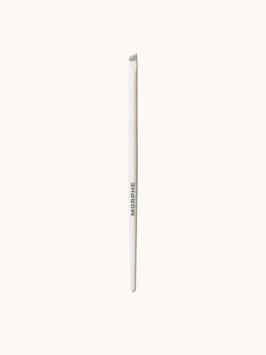 Morphe m363 Angled Eyeliner Brush, slim white-handled brush with soft grey angled bristles