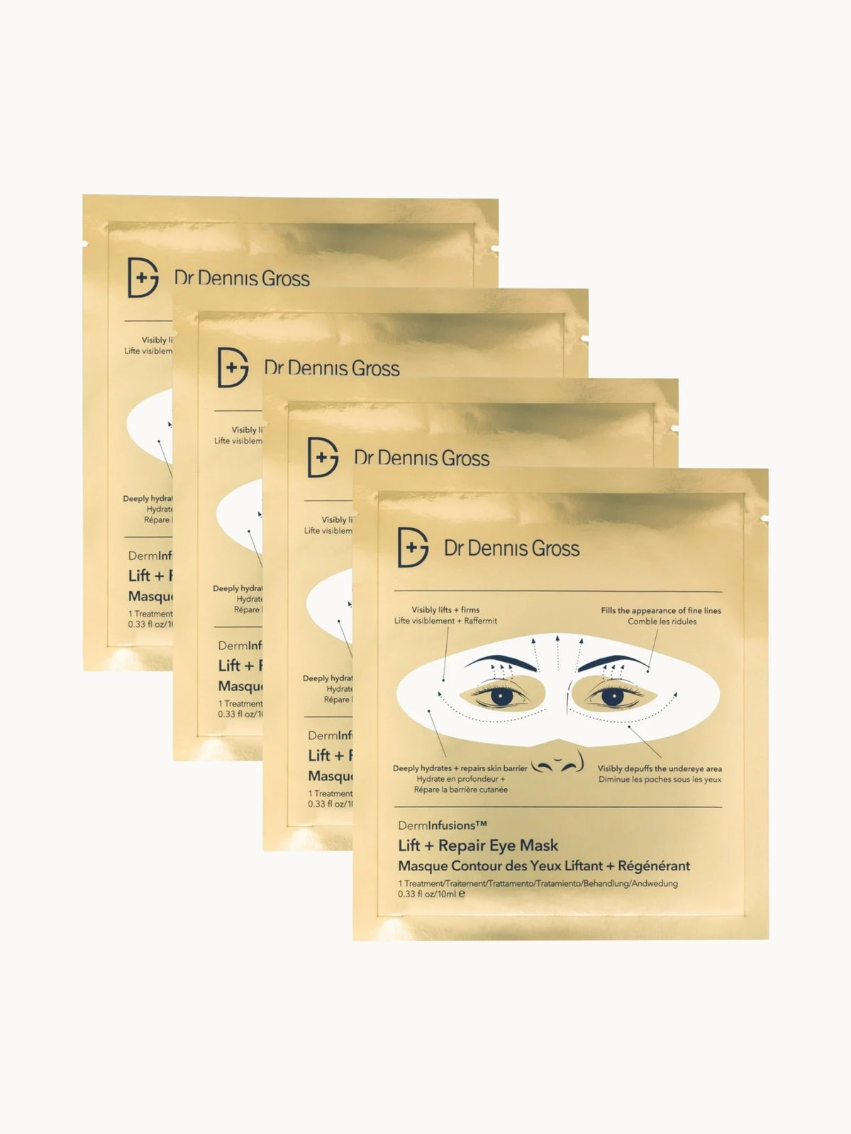 Dr Dennis Gross DermInfusions Lift + Repair Eye Mask, individually wrapped hydrogel eye mask sachets