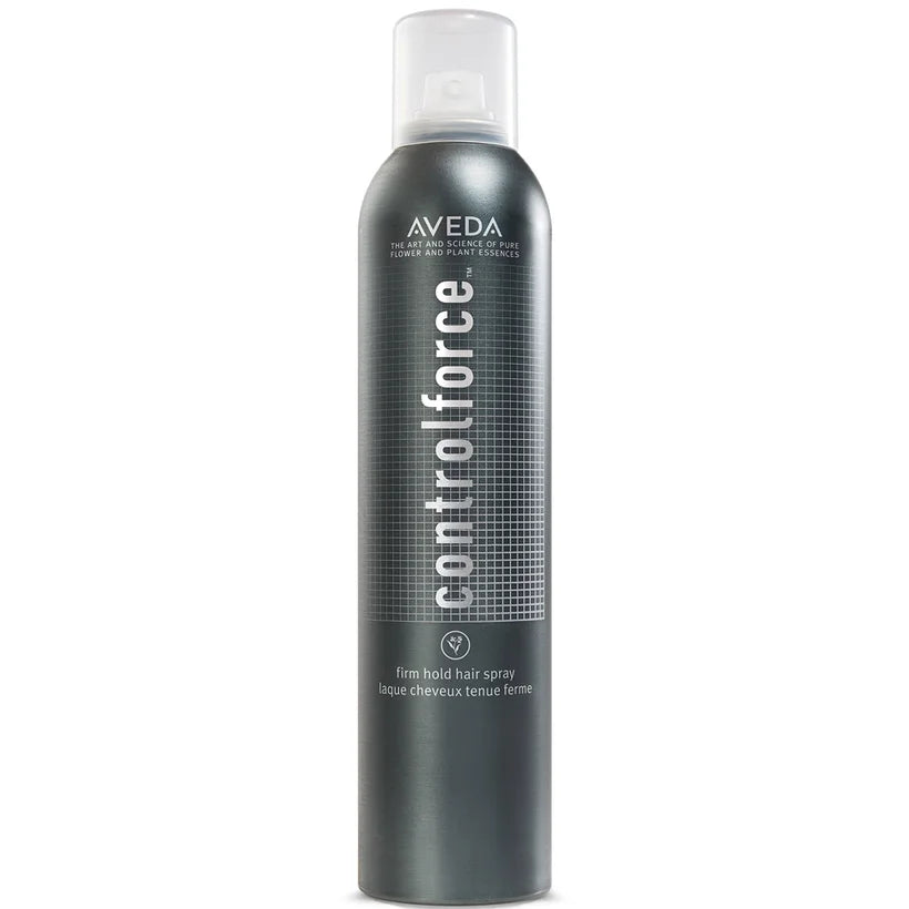Aveda Control Force Hairspray 300ml tall aerosol can with black cap and minimalist label