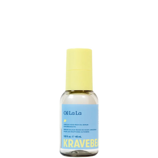 KraveBeauty Oil La La 45ml Class of 2025 Edit clear bottle with pump dispenser and lightweight oil inside