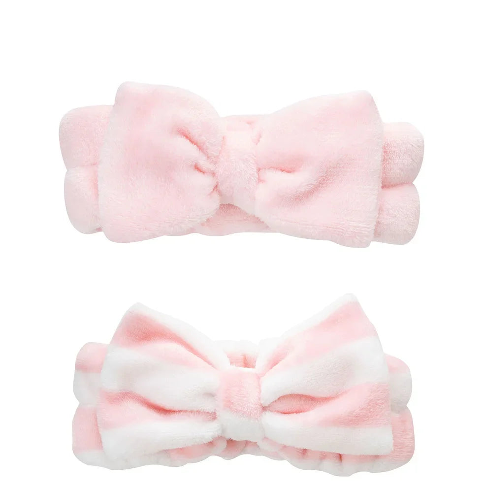 brushworks Makeup Headbands, pack of two soft white headbands with decorative bows