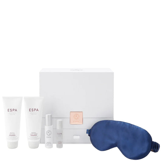ESPA Restful Collection bath and body gift set with assorted ESPA products in coordinated packaging