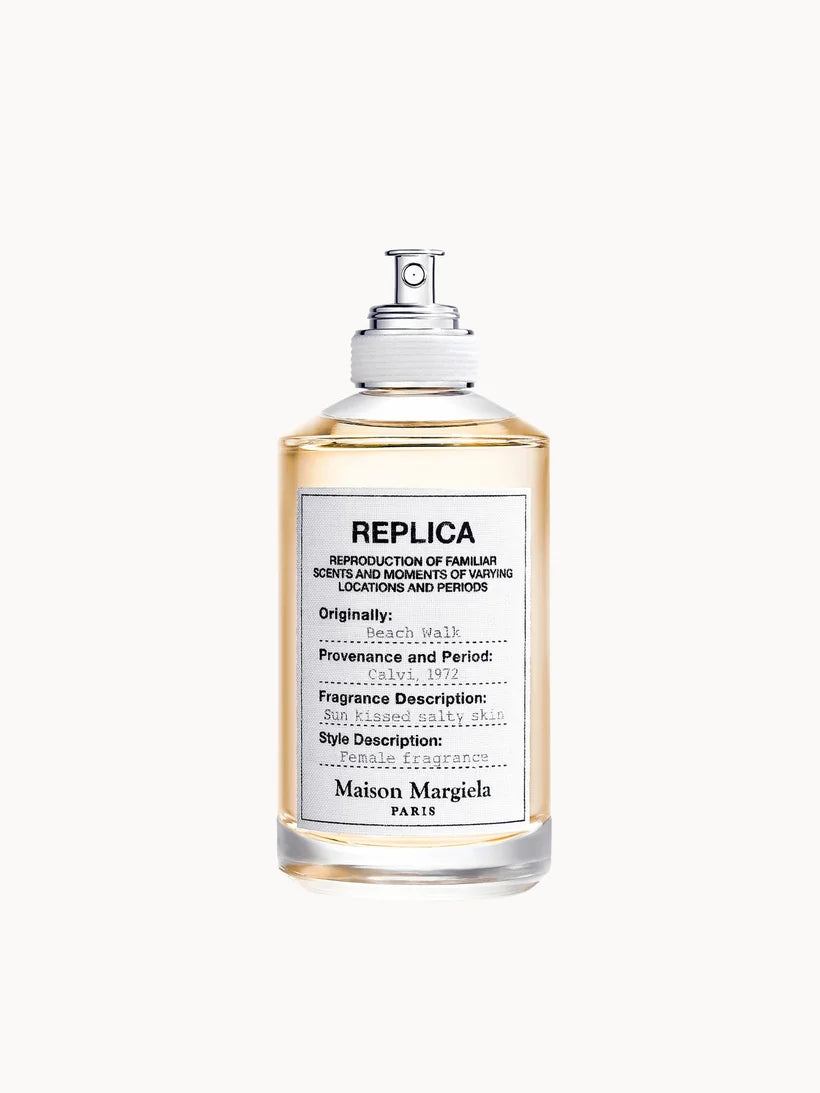 Maison Margiela Replica Beach Walk Eau de Toilette 100ml clear glass perfume bottle with white label and fabric style cap