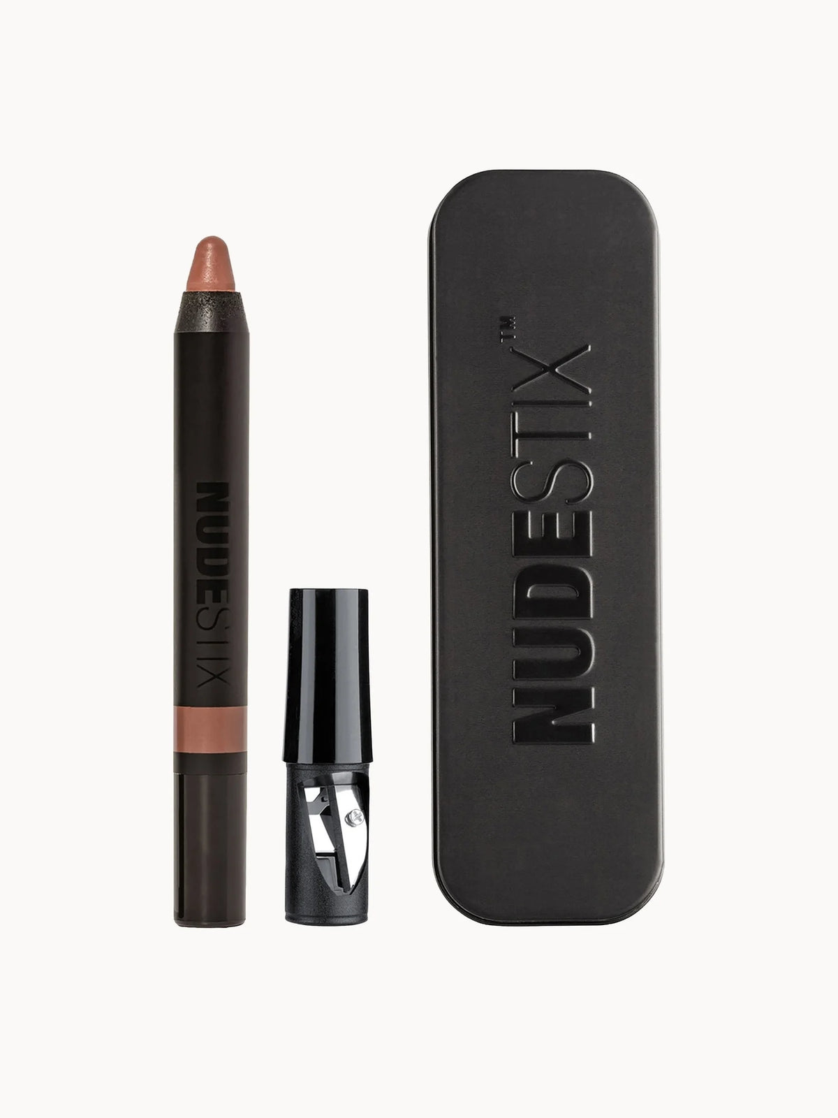 Nudestix Intense Matte Lip and Cheek Pencil - Sunkissed Nude, pencil in a warm nude tone, supplied with a sharpener