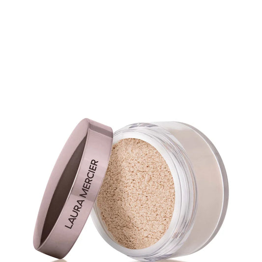 Laura Mercier Translucent Loose Setting Powder Tone Up Rose frosted loose powder jar with soft pink lid
