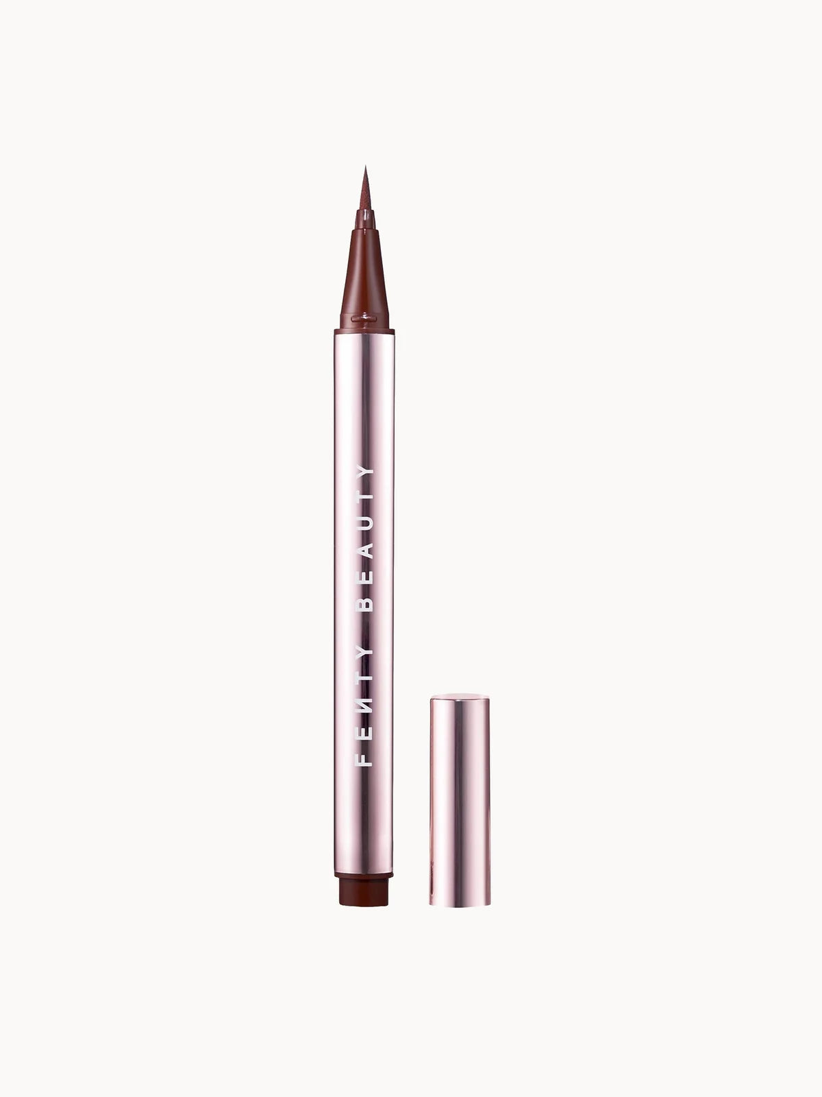 Fenty Beauty Flyliner Longwear Liquid Eyeliner - In Big Truffle, slim triangular liner pen with felt tip and brown shade