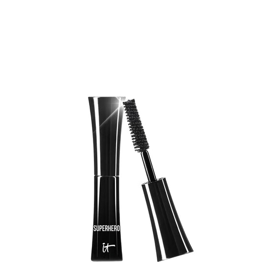 IT COSMETICS SUPERHERO MASCARA BLACK 5ML mini mascara in a sleek black tube