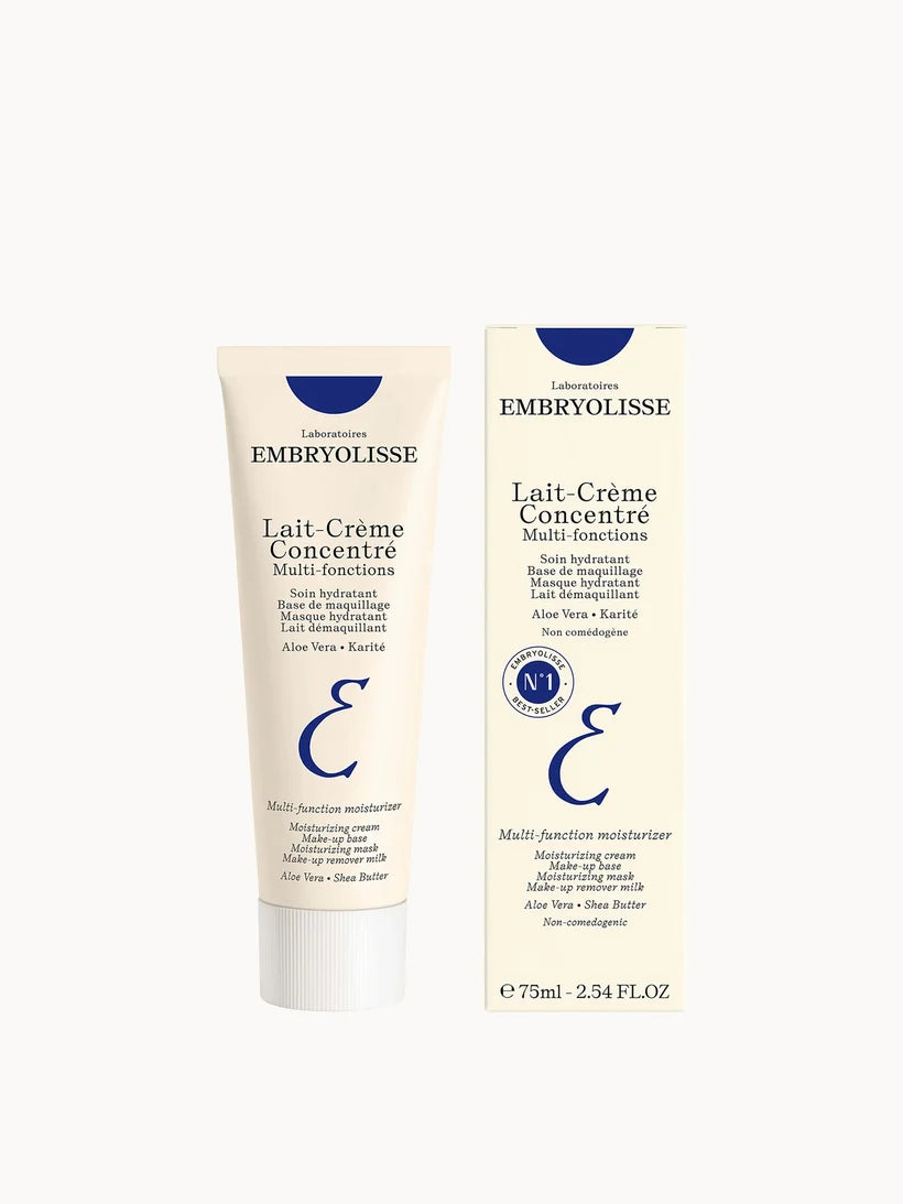 Embryolisse Lait-Crème Concentré Multi-Purpose Moisturiser 75ml aluminium tube with blue and red lettering packaging displayed on white background