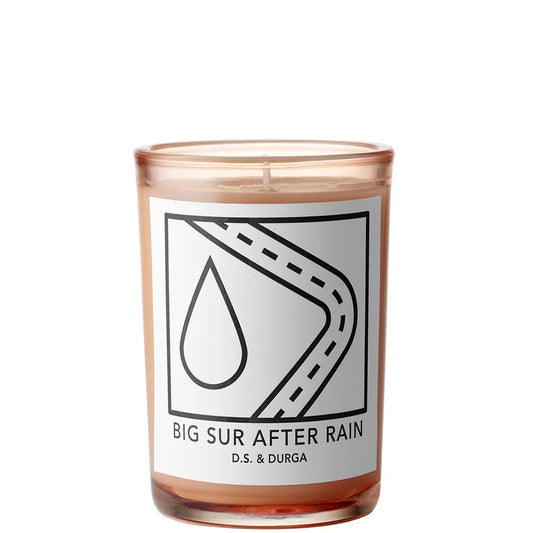 D.S. & DURGA Big Sur after Rain Candle clear glass jar candle with white wax and printed label