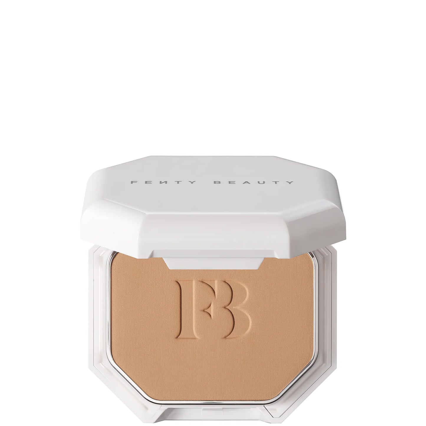Fenty Beauty Pro Filt'R Soft Matte Powder Foundation - 320 – Compact powder foundation in warm beige tone offering shine-free, soft matte finish.