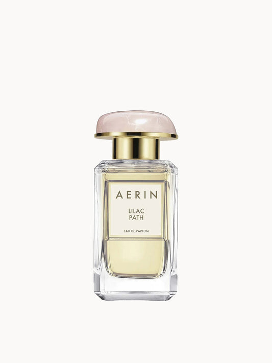 AERIN Lilac Path Eau de Parfum - 50ml, rectangular glass bottle with lilac-tinted juice and gold cap