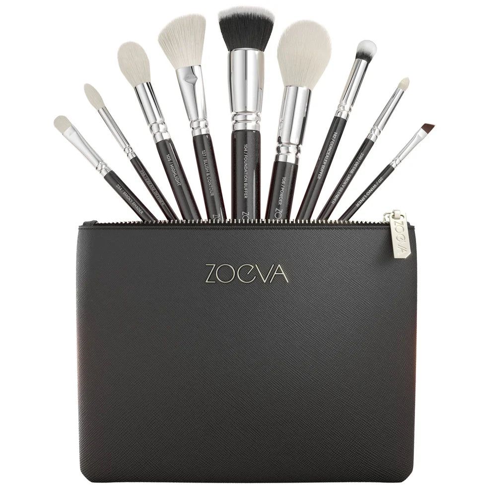Vegan makeup brush set with face and eye tools