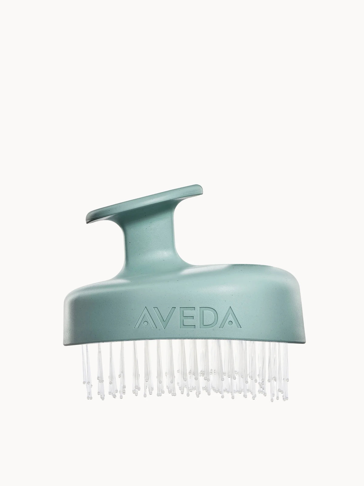 Aveda Scalp Solutions Stimulating Scalp Massager, curved handheld brush with soft rounded bristle tips