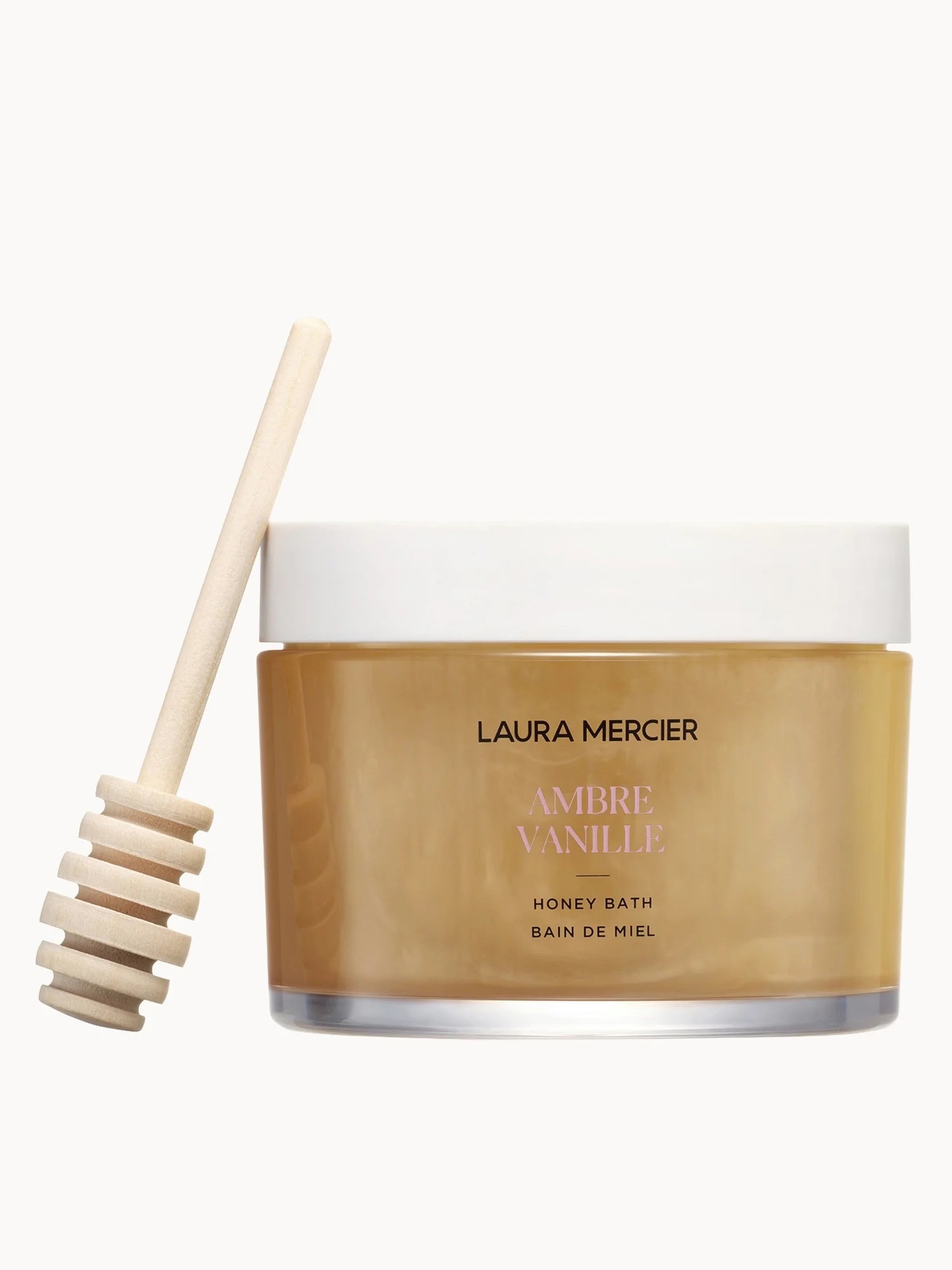 Laura Mercier Honey Bath 250ml Ambre Vanille cream-coloured glass jar with gold lid