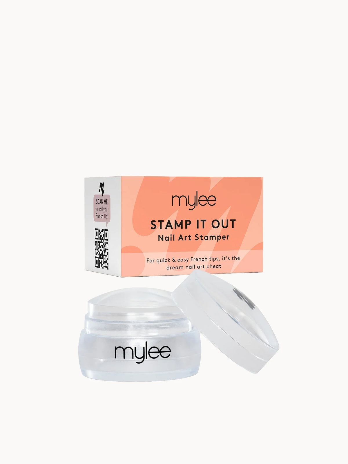 Mylee Stamp it Out Nail Stamper, small silicone-tipped stamper with scraper tool and Mylee branding