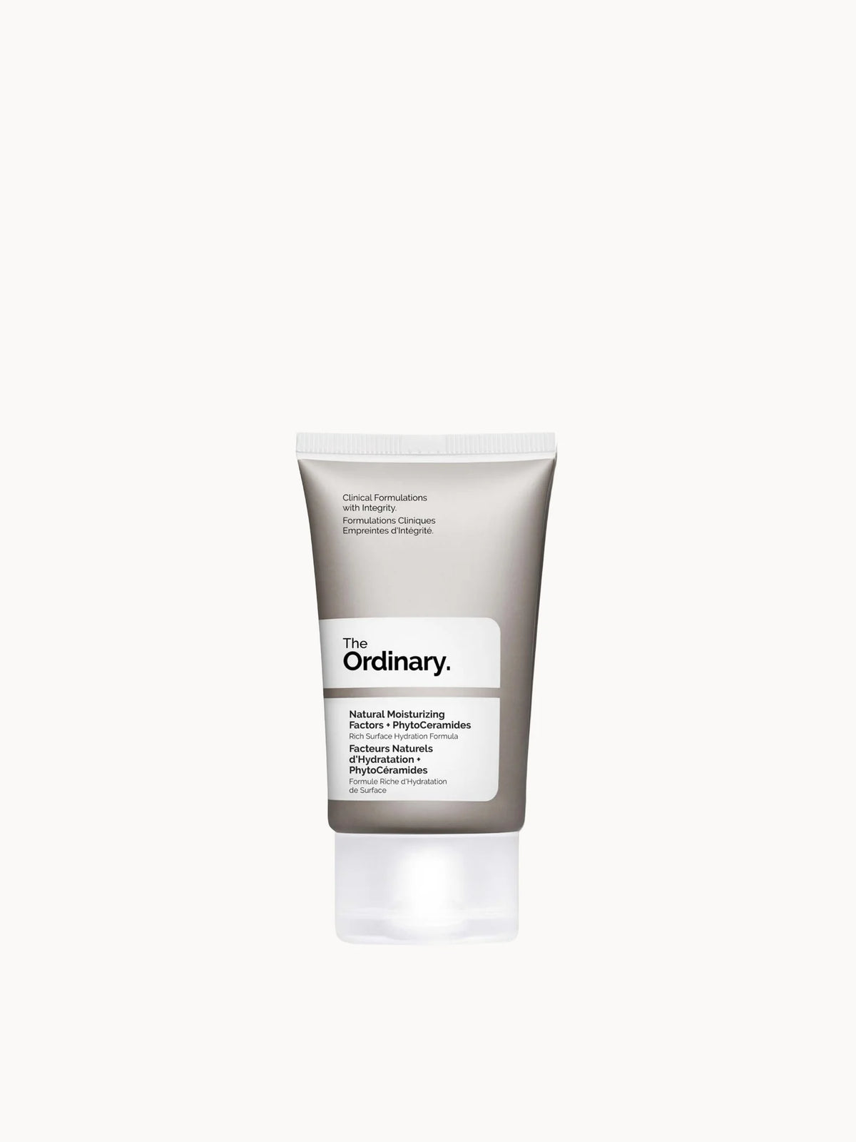 The Ordinary Natural Moisturizing Factors + PhytoCeramides 30ml, clear jar with silver lid and The Ordinary minimalist label