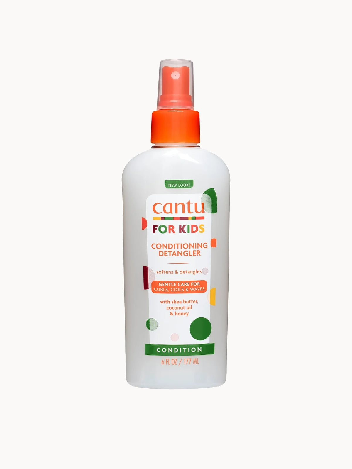 Cantu Kids Care Conditioning Detangler 177ml, clear spray bottle with pink cap and Cantu Kids Care branding