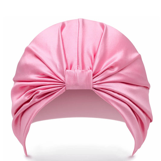 SILKE Hair Wrap - The Mila in blush pink silk with matching pouch packaging