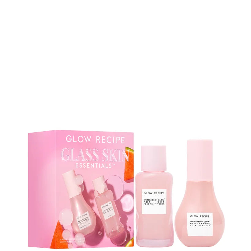 Glow Recipe Glass Skin Essentials Kit boxed skincare set with mini Glow Recipe products inside