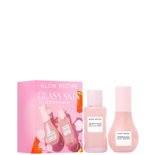 Glow Recipe Glass Skin Essentials Kit boxed skincare set with mini Glow Recipe products inside