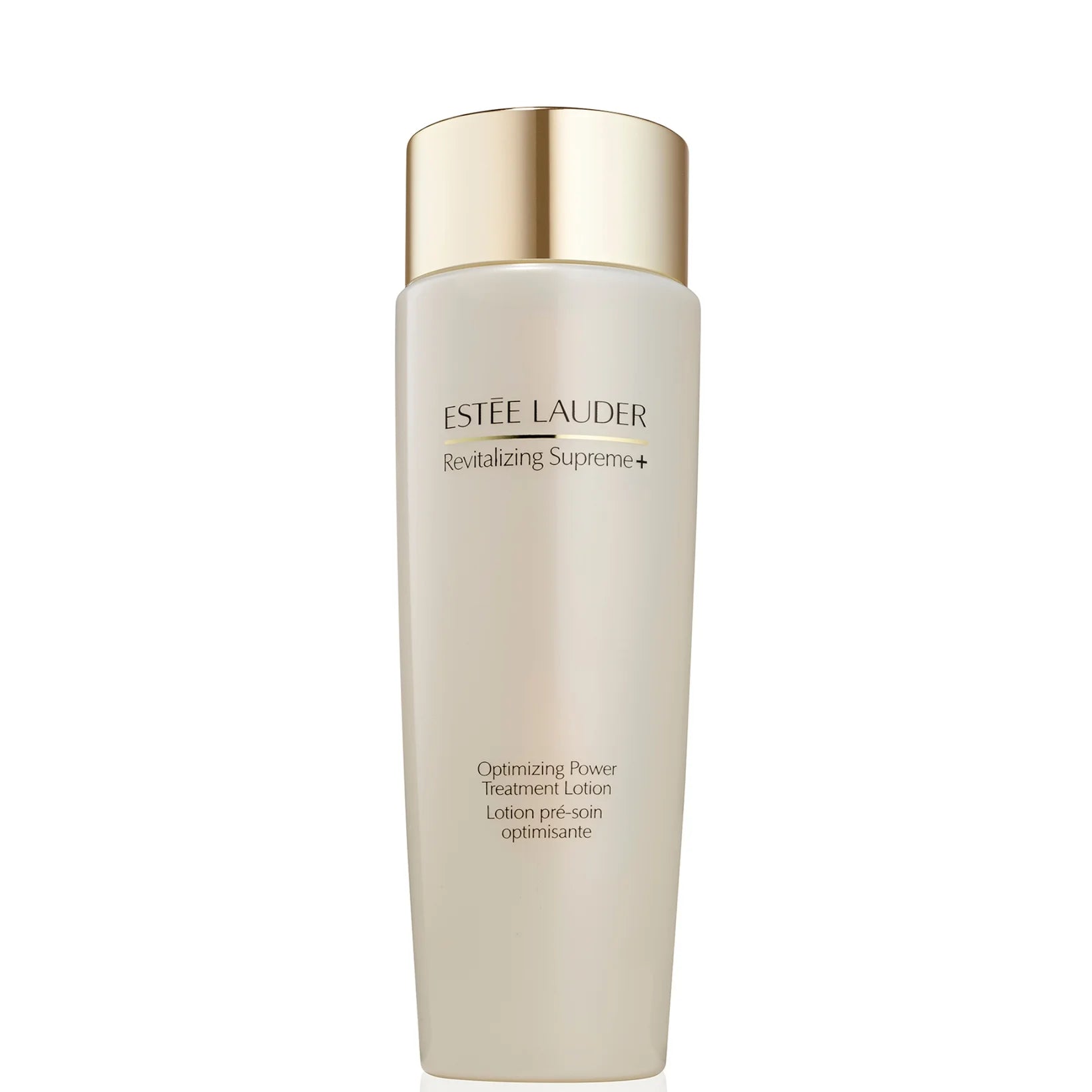 Estée Lauder Revitalizing Supreme+ Optimising Power Treatment Lotion 200ml in gold-toned bottle with metallic cap