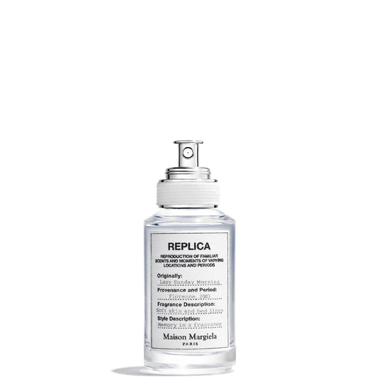 Maison Margiela Replica Lazy Sunday Morning Eau de Toilette - 30ml, clear glass bottle with a cotton-style tag label