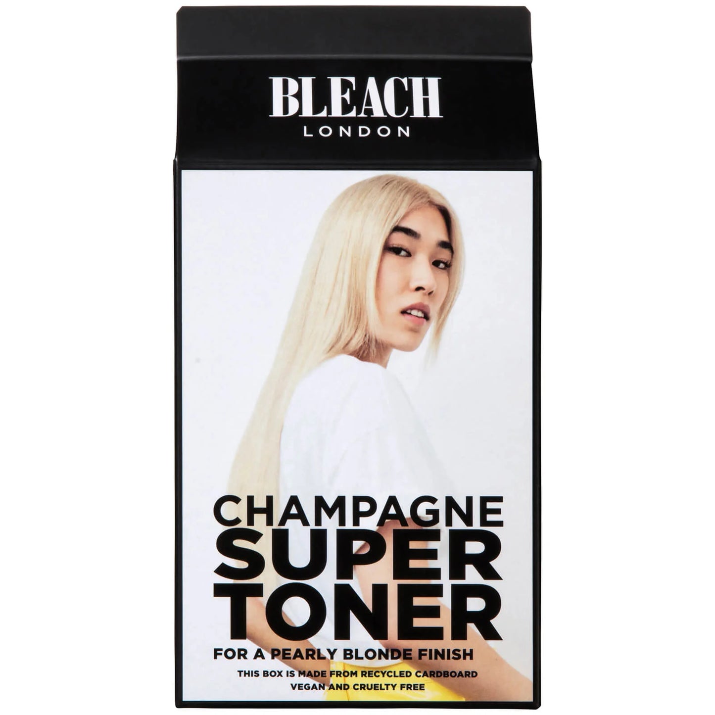 BLEACH LONDON Champagne Super Toner Kit, colourful boxed set with toner bottle, activator, and conditioning mask, designed to neutralise brassy tones and enhance blonde hair
