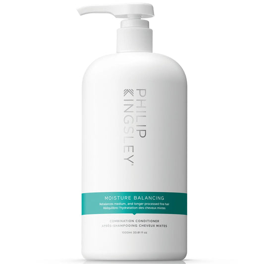Philip Kingsley Moisture Balancing Conditioner 1000ml, large white bottle with pump dispenser and mint green label