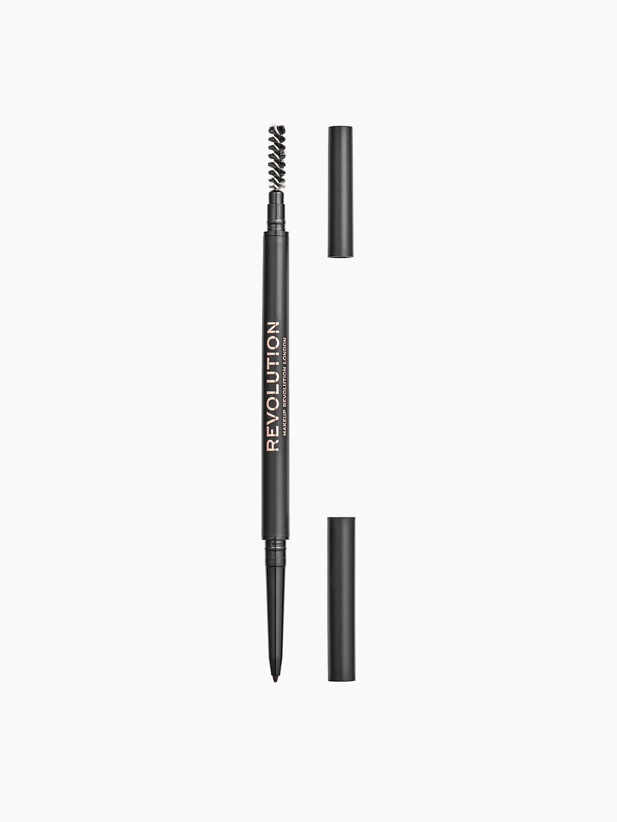 Makeup Revolution Precise Brow Pencil - Dark Brown, slim double-ended brow pencil with spoolie