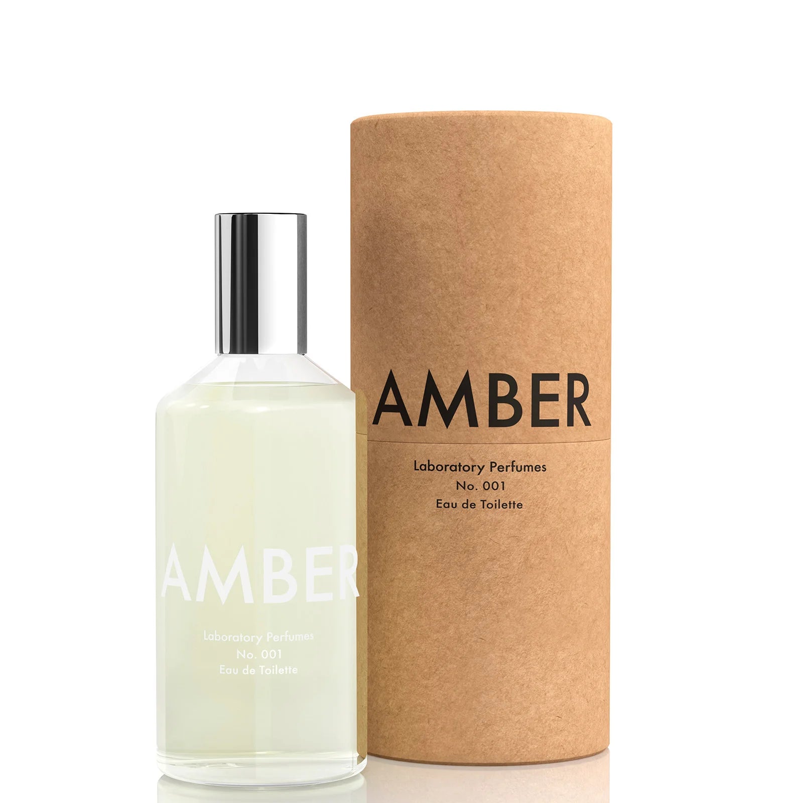 Laboratory Perfumes Amber Eau de Toilette 100ml – Minimalist glass perfume bottle with warm amber and woody scent.